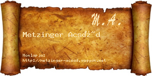Metzinger Acsád névjegykártya